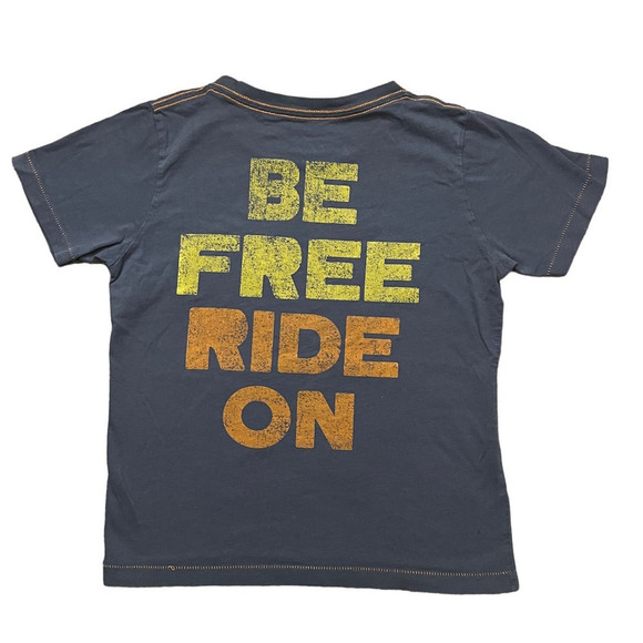 Peek Medium (6-7) Snowboard "Be Free, Ride On" T-Shirt Blue - Picture 2 of 4